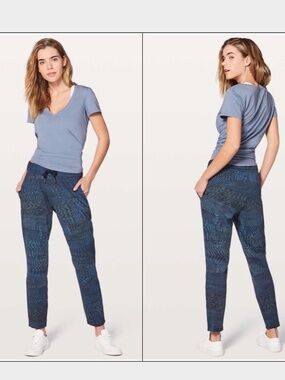 LULULEMON On The Fly Pant Linear Flux Battleship Multi Size 6